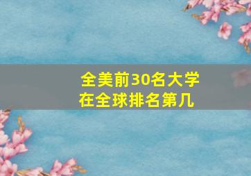 全美前30名大学 在全球排名第几